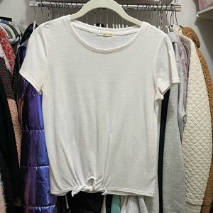 White Copper Key Shirt With Front Tie